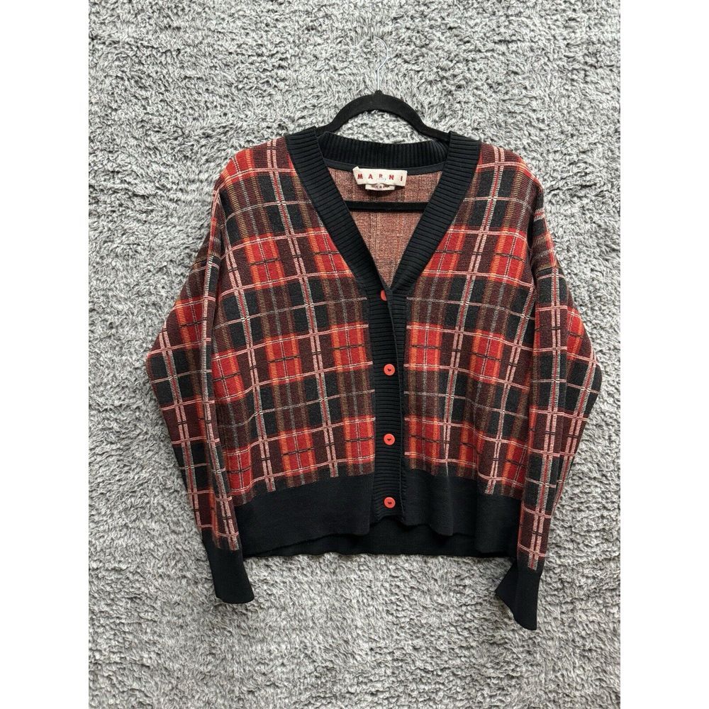 MARNI Cardigan Sweater‎ Multicolor Plaid Uniqlo sweater size 40